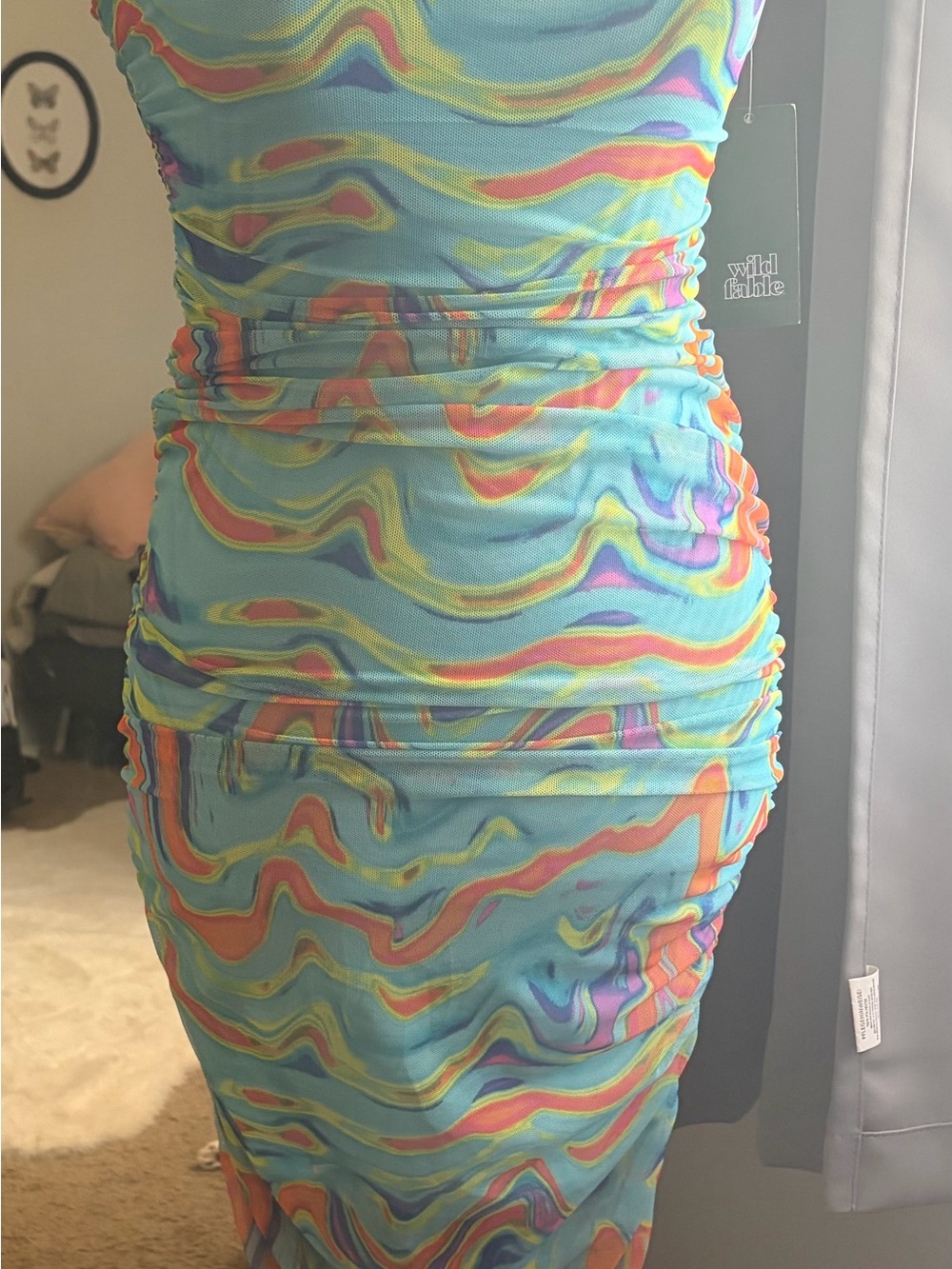 Target Wild Fable Turquoise Multi Ruched Pencil Skirt